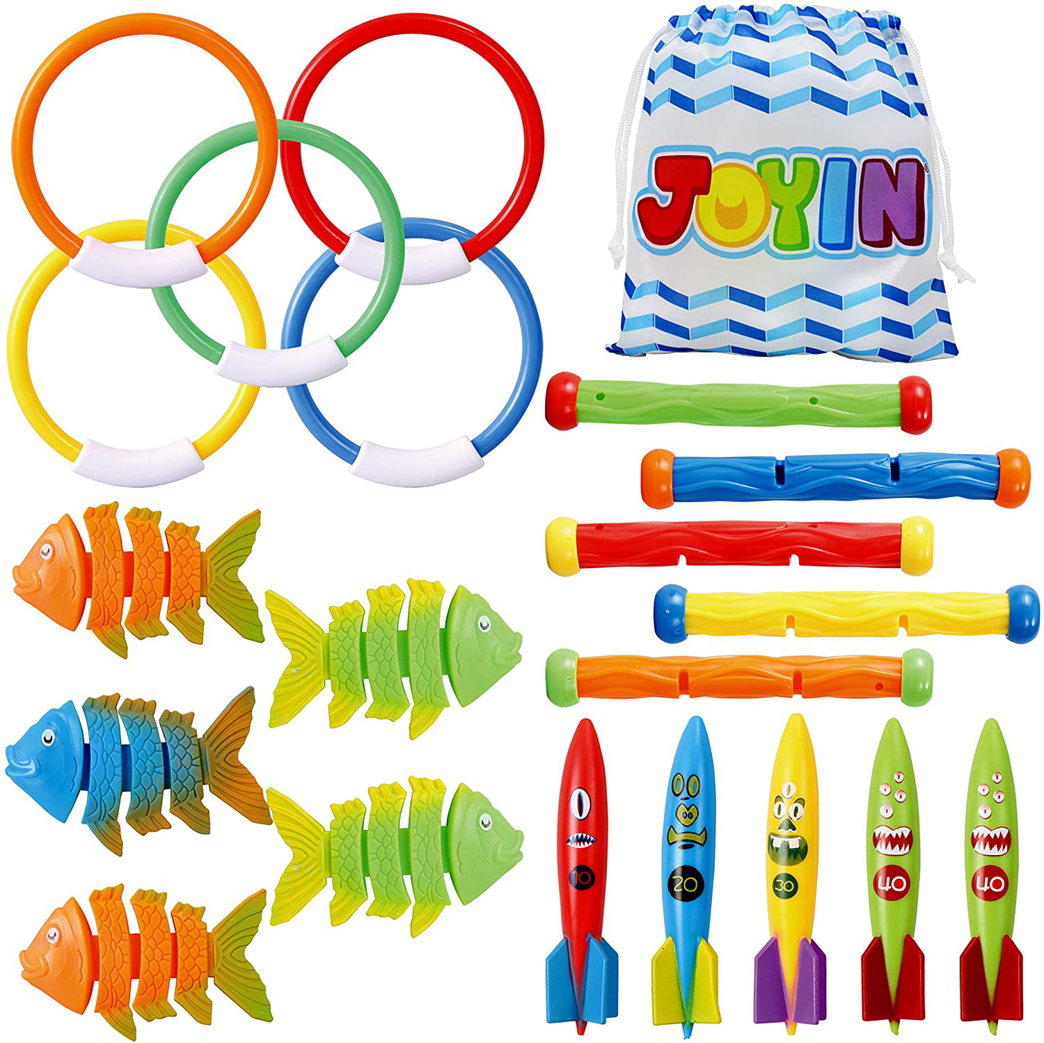 Joyjoz Swimming Pool Toys 30PCS Kids Diving Toys Diving Sticks Sinkers Dive for 