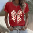 thumbnail image 2 of Women's Valentine's T-Shirt Short Sleeve Bow Print Crewneck Top for Romantic Red-7 L, 2 of 7
