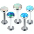 thumbnail image 4 of K-KED 1x Opal Lip Bar Labret Ring Internally Thread Ear Tragus Cartilage Stud Piercing-OP18-1.2mm/8mm/4mm, 4 of 9