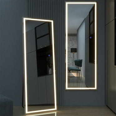 MAYEERTY 63"x20" Rectangle LED Full Length Mirror Aluminium Alloy Floor Mirror, White