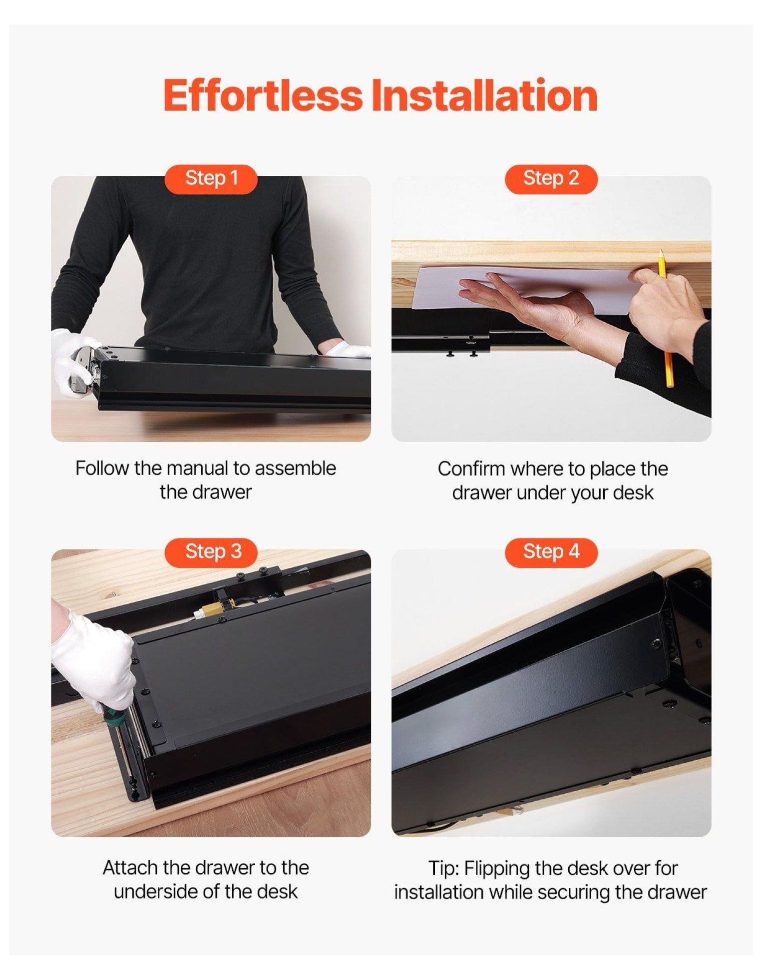 Under Desk Drawer Organizer 33 inch - Slide Out Storage Tray for Home Office, Keyboard Tray, Steel Construction, Smooth Sliding, Legroom Space Saver