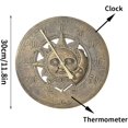 thumbnail image 2 of Outdoor Thermometer Clock Vintage Wall Clock Retro Decoration Station Hanging Clock Sun Moon Pattern Waterproof, 2 of 5