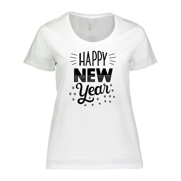 Inktastic Happy New Year in Hand Lettering Women's Plus Size T-Shirt