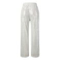 thumbnail image 3 of SNKSDGM Women's Plus Pants for Women Jeans Stretchy Womens Capri Pants Elastic Waist Women's Wide Leg Sequin Trosuers Gold Sparkly Casual Pants Green High Waist Glitter Loose Trouser, 3 of 4