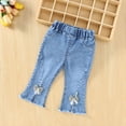thumbnail image 5 of Maqroz Girls Flare Jeans High Waisted Stretchy Denim Bow Decor Bootcut Trousers with Pockets Summer Casual Bottoms back to school pants 6M-5Y, 5 of 9