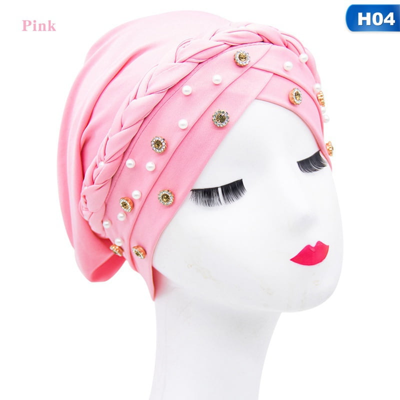 Head Wrap Hijab Head Scarf Women Turban Cap Muslim Beads Braid Cancer Chemo Hat 