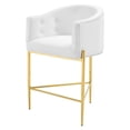 thumbnail image 3 of Tufted Counter Stool Chair, Set of 2, Velvet, Metal Steel, White, Modern Contemporary Urban Design, Bar Pub Cafe Bistro Hotel Restaurant Hospitality, 3 of 9