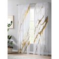 thumbnail image 4 of Sheer Curtains 96 Inches Long, White Gold Modern Light Filtering Window Curtains for Living Room, Abstract Vintage Marble Geometric Rod Pocket Voile Sheer Curtain Drapes, 52"W x 96"L, 2 Panels, 4 of 8