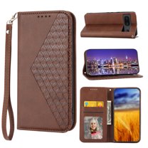 Mantto Wallet Phone Case for Google Pixel 6a (6.1 inch),for Women Men,Premium PU Leather Magnetic Closure Flip Cover Credit Card Slots Kickstand Protective Case with Wrist Strap,Brown