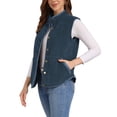 thumbnail image 4 of Chaleco de forro polar para mujer INSPIRE CHIC con bolsillos, sin mangas, abotonado, moda de otoño e invierno 2024, chaleco suave S azul oscuro, 4 of 6