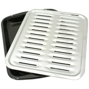 Range Kleen BP100 Heavy Duty Chrome Grill Pan & Black Porcelain Base Full Sized Broiler Pan