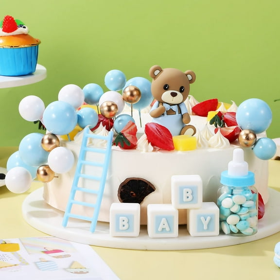 FRCOLOR 1 Set Bear Cake Toppers Balls Baby Shower Cake Decorations Birthday Party Decorations Adorable Cake Toppers Cake Inserts