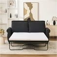 thumbnail image 2 of JERFIT Modern Sleeper Sofa Bed Queen Size Pull Out Couch with Memory Foam Mattress for Small Space, Dark Gray Linen Convertible Sectional Sofa, 2 of 9