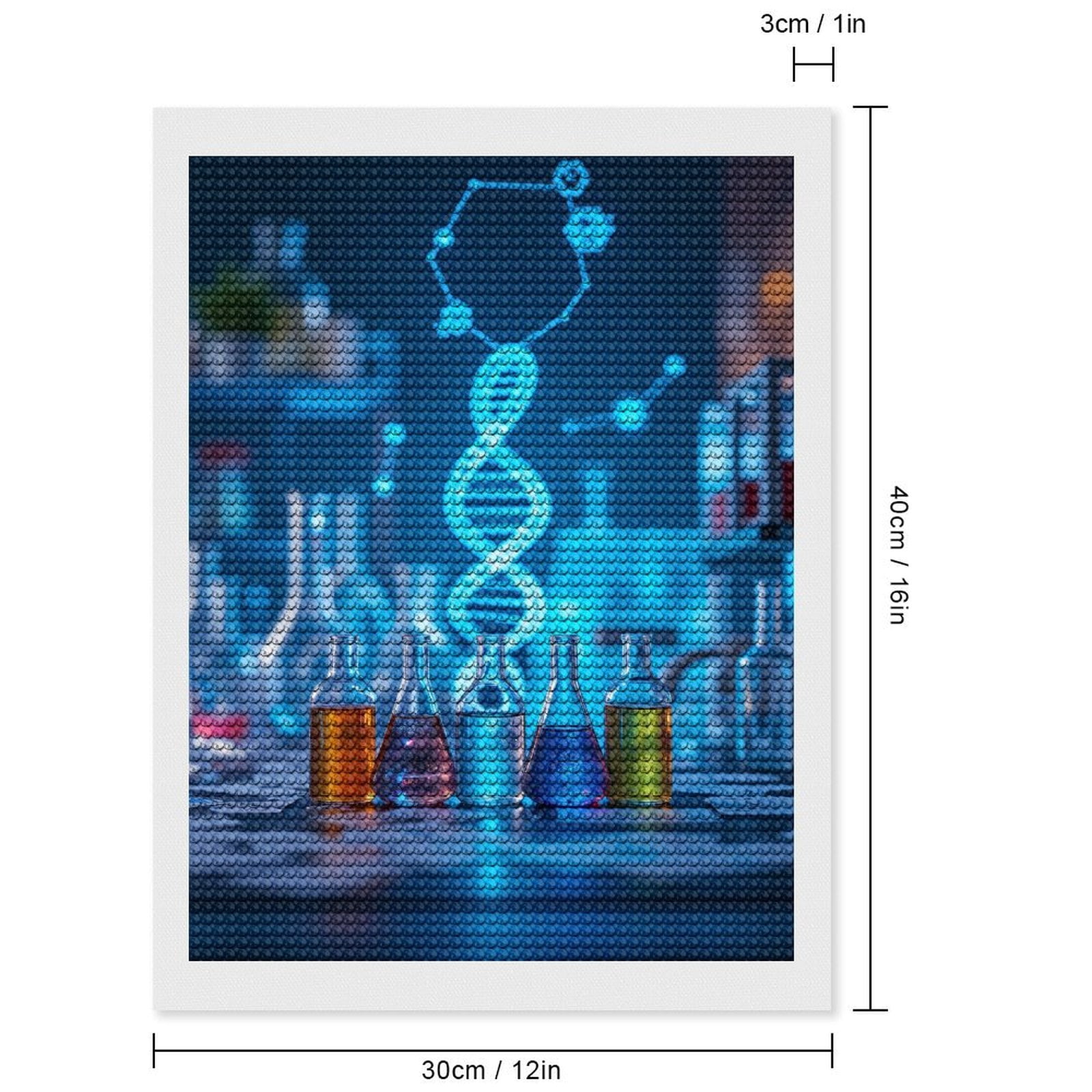 Diamond Art Kits for Adults, Laboratory Glassware DNA Helix Blueprint 5D Diamond Painting Kits for Adults Beginners, DIY Full Drill Diamond Painting, Gem Art and Crafts 12x16