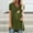 Green, variant on LoyisViDion Women Fashion Plus Size Print Tops V Neck Short Sleeved Long T-Shirt Blouse Khaki XXXL