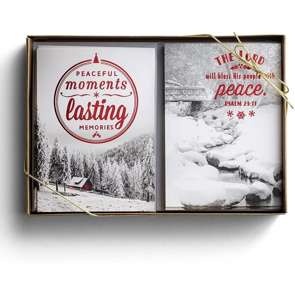 DaySpring - Moments de Paix Double Pack – 2 Assortiment de Design avec Écriture - 24 Noël Encadré Cards et Enveloppes