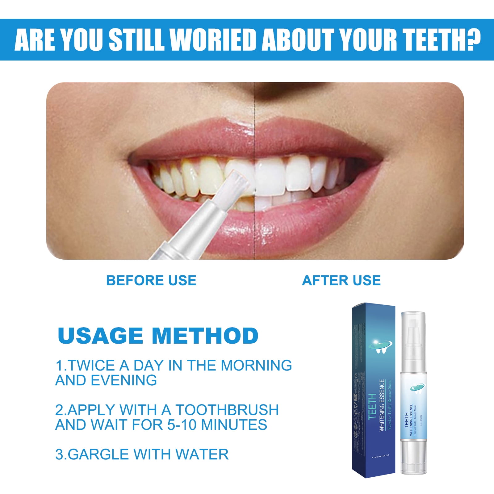 Alvantor Teeth Whitening Pen for Deep Cleaning, Stain Removal, Plaque Cleaning, Fresh Breath, 0.14 fl. oz