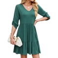 thumbnail image 1 of WILLBEST Faldas Para Mujer Vestido Holgado De Primavera Y Verano Con Cuello En V, Volantes Y Pliegues, 1 of 3