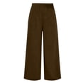 thumbnail image 7 of Hurxie Womens High Waisted Button Pleated Wide Leg Pants Beach Vacation Trouses Brown,S, 7 of 7