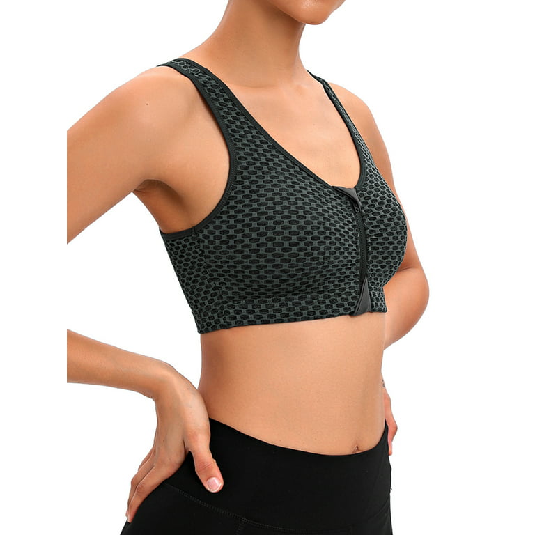 FUTATA Women Front Zipper Sports Bra With Removable Pads, Push Up Sports  Bra Tube Top, Wireless Post Surgery Bra Active Yoga Fitness Workout Running