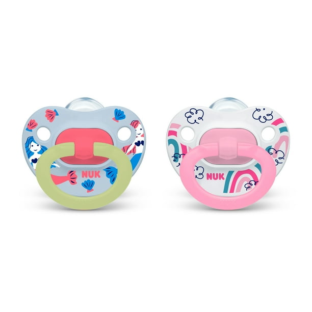 NUK GlowintheDark Orthodontic Pacifiers, Girl, 618 Months, 2Pack