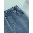 thumbnail image 5 of Liacowi Toddler Baby Girl Ripped Jeans High Waist Flare Pants Elastic Casual Denim Trousers with Pockets, 5 of 8