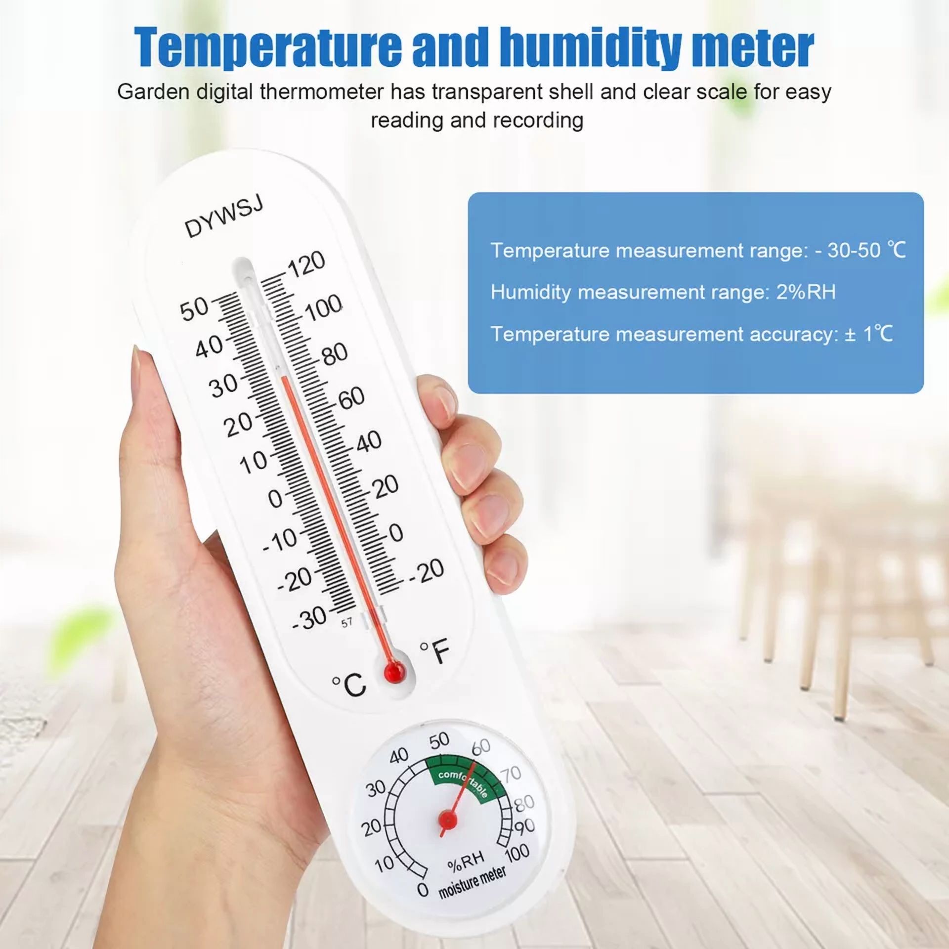 3Pcs Wall Thermometer Indoor Outdoor Yard Garden Greenhouse Home Humidity Meter