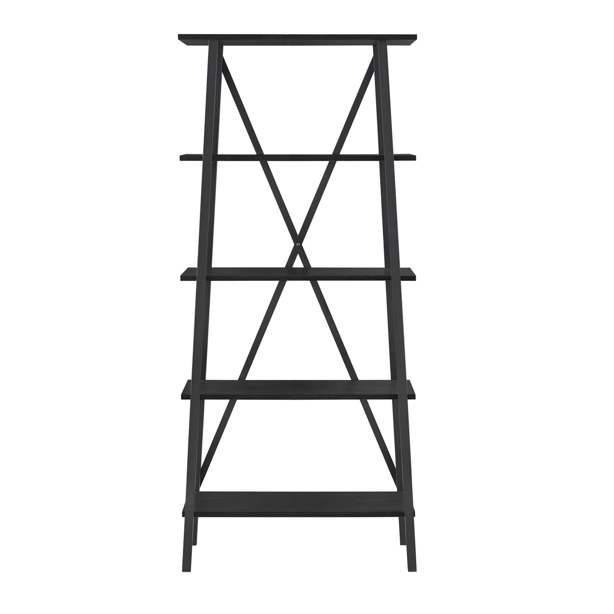 Weston Home Westyn Rustic X-Base 32-inch 4-Shelf Bookcase, Black Finish