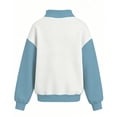 thumbnail image 3 of Kids' Sweatshirt Color Block Mock Neck Dropped Shoulder Long Sleeve Casual Pullover Basic Cute Solid Color Fall Top, 3 of 4