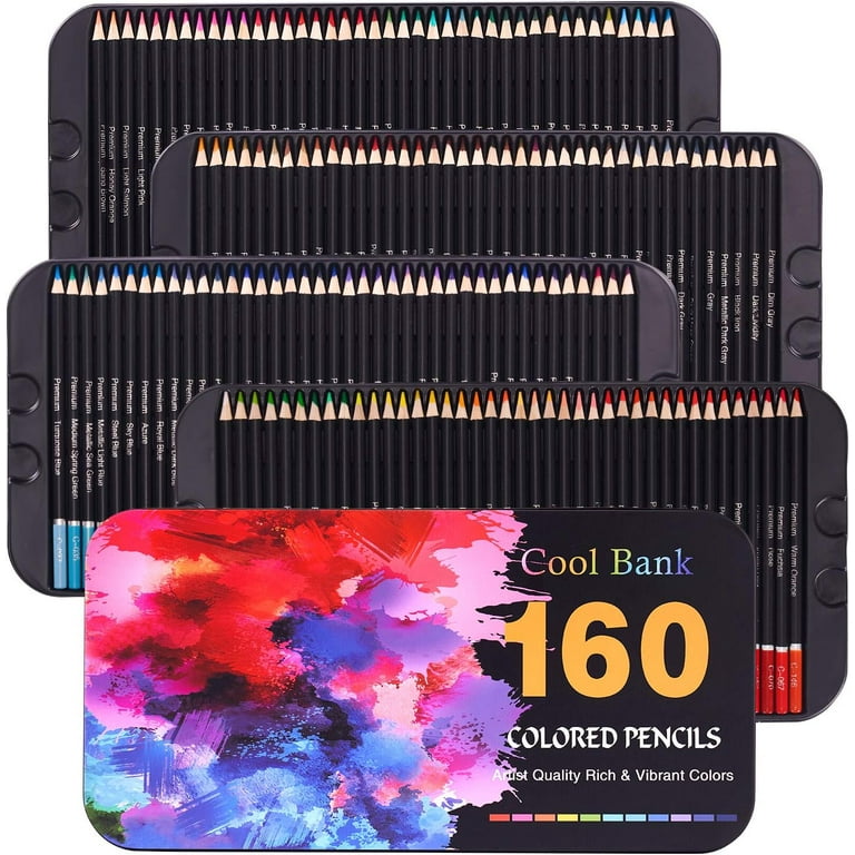 COOL BANK 160 Professional Colored Pencils, Artist Pencils Set for Coloring  Books, Premium Artist Soft Series Lead with Vibrant Colors for Sketching