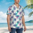 thumbnail image 2 of Lsque Palm Leaves pattern Hawaiian Shirt for Men, Unisex Summer Beach Casual Short Sleeve Button Down Shirts-Large, 2 of 9