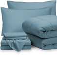 thumbnail image 2 of Bare Home Microfiber 8-Piece Coronet Blue and Coronet Blue Bed in a Bag, Split King, 2 of 5
