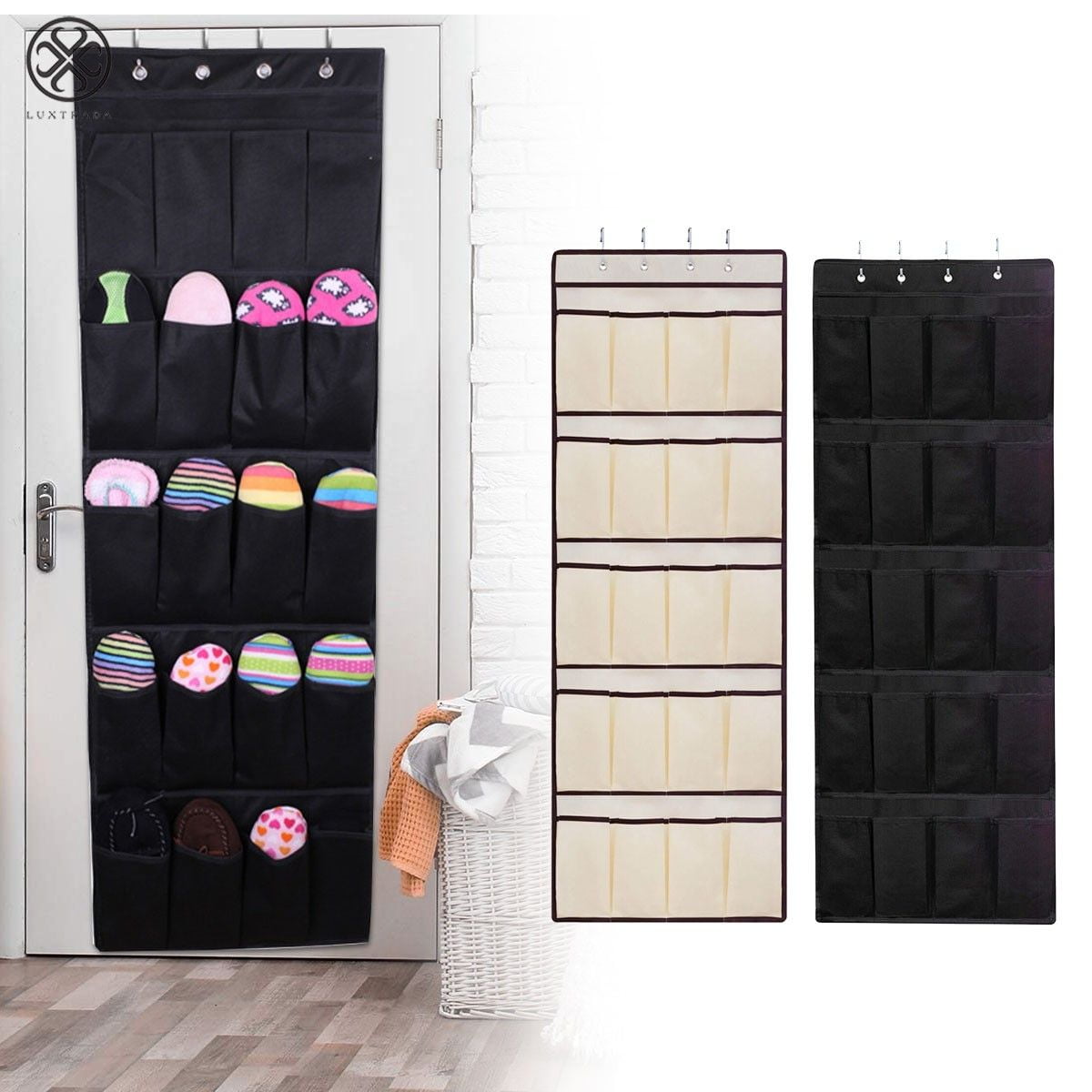 20Pocket Over the Door Shoes Rack 10-Pair Shoes Organizer 5Layer Hanging Storage 