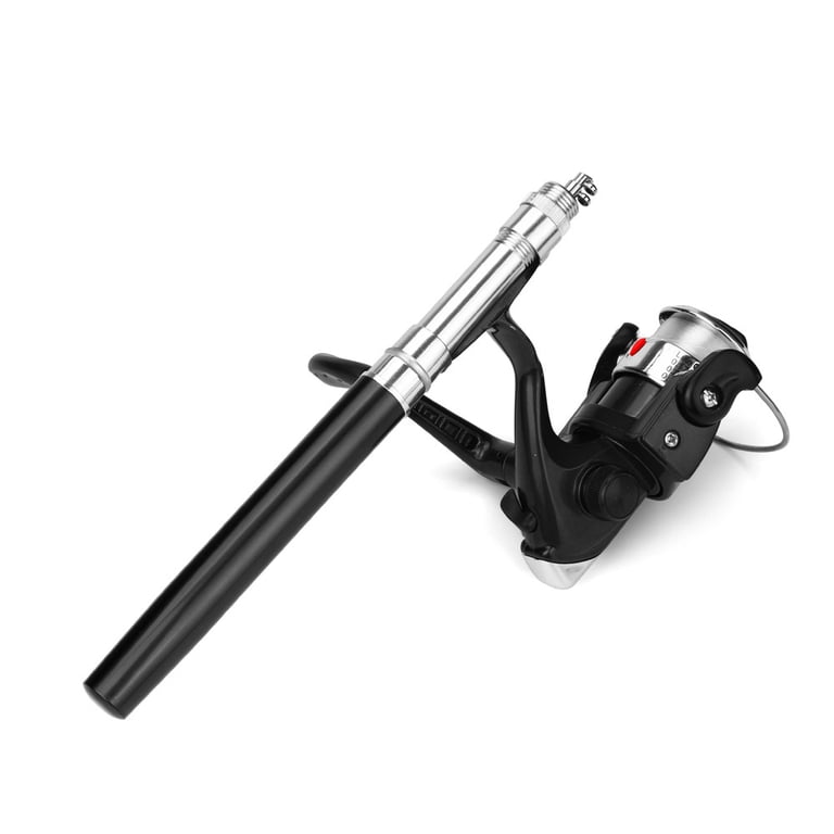 baitcast pen rod Fishing Rod, Zzbeans Portable Pocket Pen Fishing Rod, Aluminum Alloy Mini  Baitcasting Reel with Line Compact Travel Gear, Black