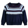 thumbnail image 7 of Sweaters Girls Girls Fair Isle Knit Sweaters Casual Knit Pullover Round Neck Printed Top Baby Sweater Dark Blue 4 Years, 7 of 7