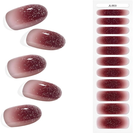 RAGUPEL Semi Cured Gel Nail Strips Extra Long Gel Nail Stickers Salon-Quality Long Lasting Nail Wraps for Women