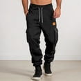 thumbnail image 2 of CONZONE Mens Workout Pants Wide Leg Elastic Waist Drawstring Cargo Joggers For Men Relaxed Fit Cozy Fall Winter Sports Trousers With Pockets, 2 of 8