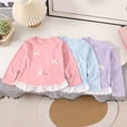thumbnail image 7 of Emitonse Toddler Boys Girls Long Sleeve Tees Girls' Cute Casual Bow Knotted Lace Edge Cardigan Top For Babies Long Sleeved Pink,Size 3-4 Years, 7 of 7