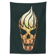 thumbnail image 3 of Ambesonne Gothic Tablecloth Rectangular Table Cover, Skull Fractal Effects, 60"x84", Pale Caramel Dark Grey, 3 of 4