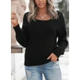 thumbnail image 3 of SHEWIN Womens Cable Knitted Sweater Crewneck Hollow Out Fall Pullovers Long Sleeve Jumper Tops Petite, 3 of 6