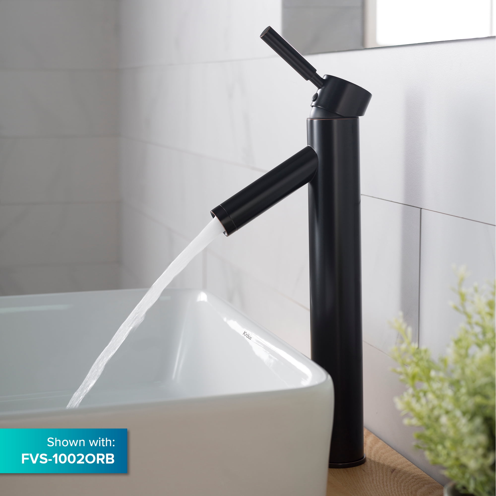 KRAUS Elavo Modern Rectangular Vessel White Porcelain Ceramic Bathroom Sink, 19 inch