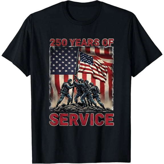 Men's Service 250 Years 1776-2026 250th Birthday T-Shirt, Comfortable Breathable Soft Tee, Men's 100% Cotton Graphic T-Shirt 180gsm