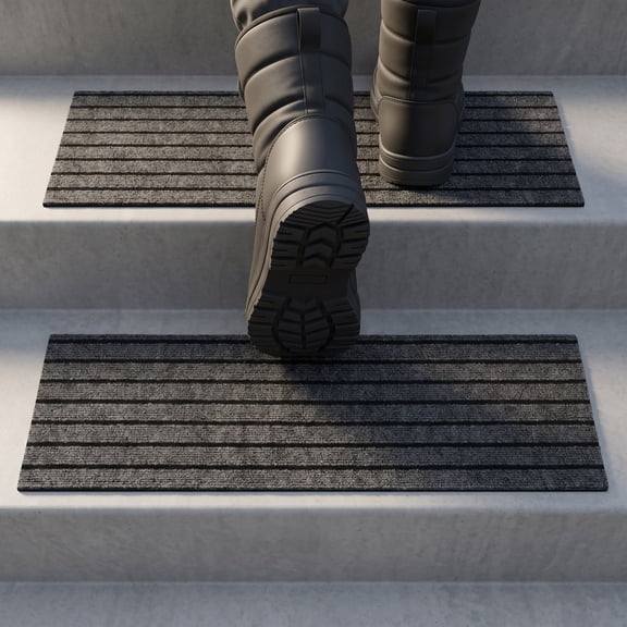 FOMIYES Winter Anti-Slip Dark Grey Polyester Stair Treads for Outdoor Steps
