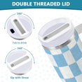thumbnail image 5 of 40 oz Tumbler With Handle Stainless Steel Insulated Tumbler With Lid for Car Cup Holder Light Blue and White Checkered, 5 of 9