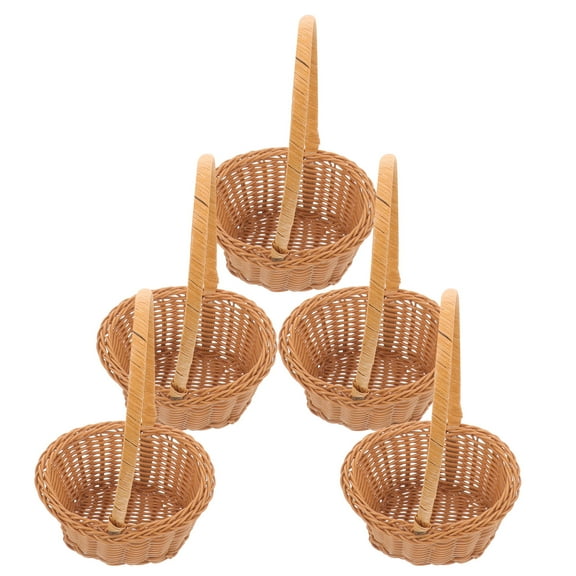 Raindrops  5 Pcs Small Baskets for Organizing Picnic with Handle Rattan Flower