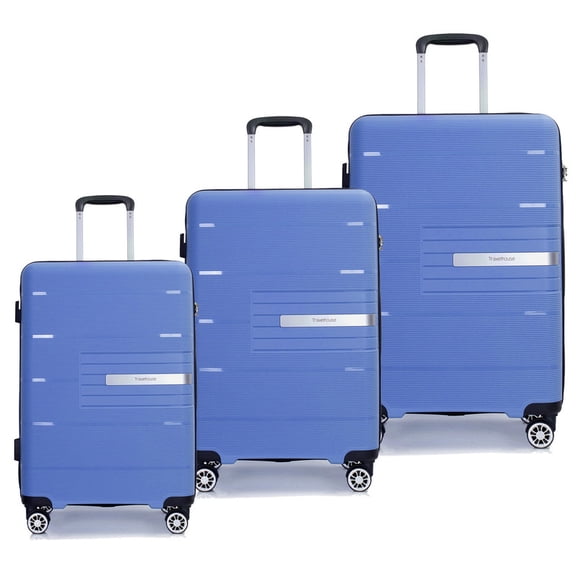 EBQOSK 3PCS 20/24/28" Hardshell Suitcase Double Spinner Wheels PP Luggage Sets Lightweight Durable Suitcase with TSA Lock Purplish Blue