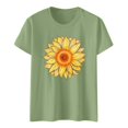 thumbnail image 1 of TSADFHJI Hauts Scintillants pour Femmes Bleu Mode Décontractée Confort Simple Tournesol Imprimé Col Rond Manches Courtes T-Shirt Haut TTG Vert, 1 of 5