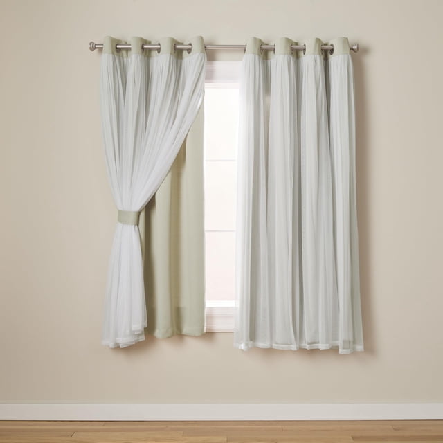 Cortinas TOWN & COUNTRY LUXE Talia de doble capa, 52 x 63 cm, color arena