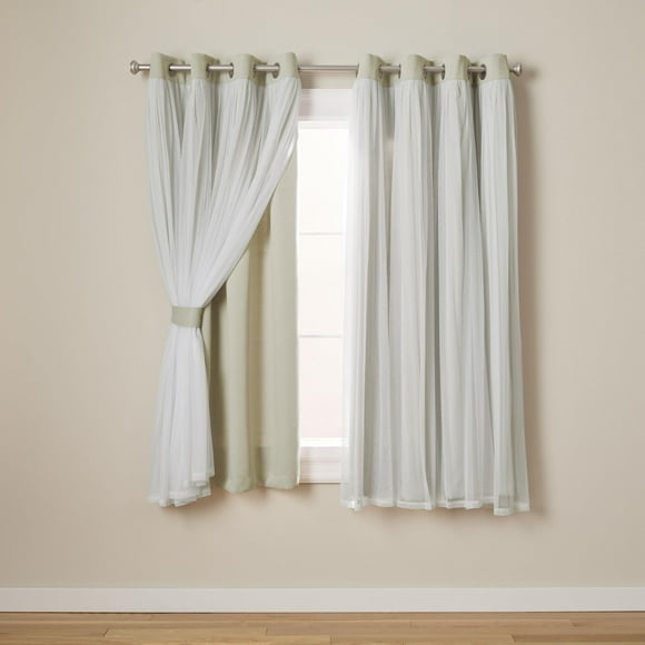 Cortinas TOWN & COUNTRY LUXE Talia de doble capa, 52 x 63 cm, color arena