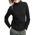 thumbnail image 1 of DYMADE Women Half High Collar Solid Color Twist Knit Sweater Raglan Sleeve Top, 1 of 4